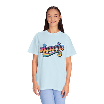 Aquarius – Retro Groovy Zodiac Tee