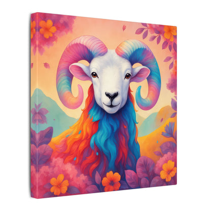 Rainbow Ram - Radiant Blossoms (Aries inspired) Wall  Art
