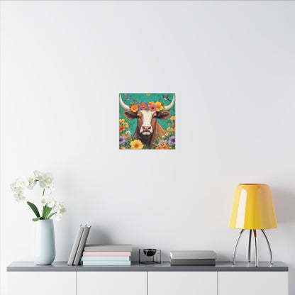 Bull in Bloom – Colorful Floral Taurus Wall Art