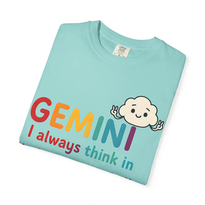 Gemini I Always Think in Air Quotes Tee – Colorful Zodiac Humor Shirt