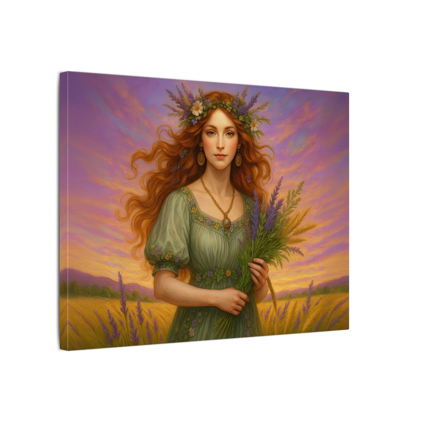 Virgo Zodiac Wall Art, Harvest Goddess Canvas Print, Astrology Home Decor, Virgo Gift for Her, Celestial Maiden Painting, Star Sign Wall Decor