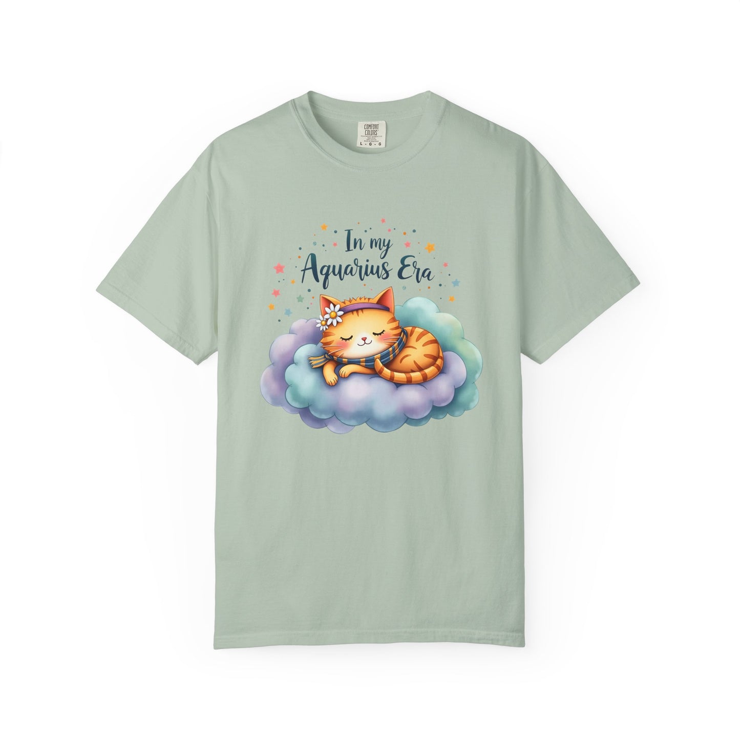 In My Aquarius Era Tee – Colorful Zodiac Cat Shirt