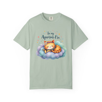 In My Aquarius Era Tee – Colorful Zodiac Cat Shirt