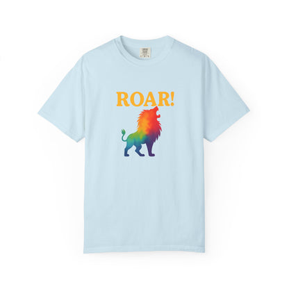 ROAR! – Retro Rainbow Lion Tee for Cosmic Confidence