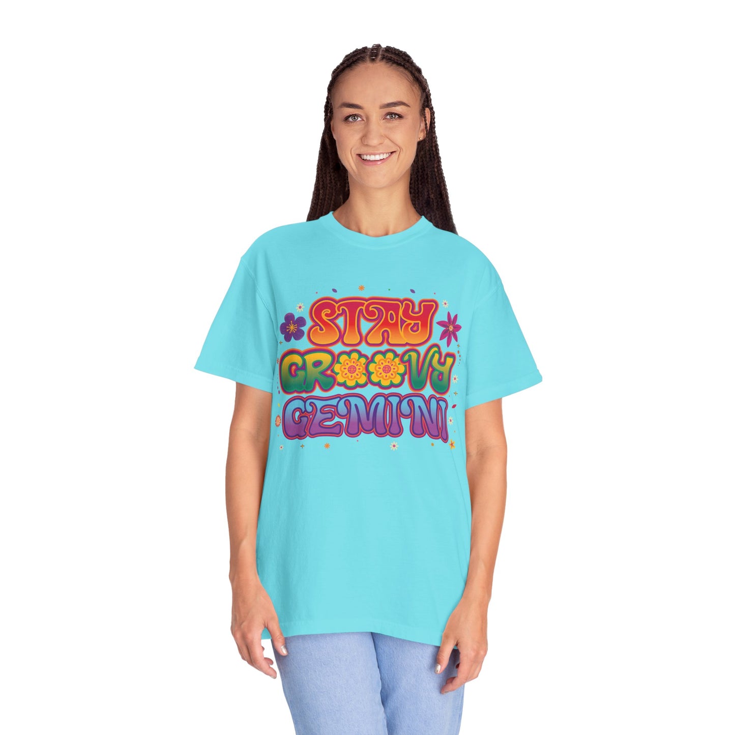 Stay Groovy Gemini – Flower Power Retro Zodiac Tee