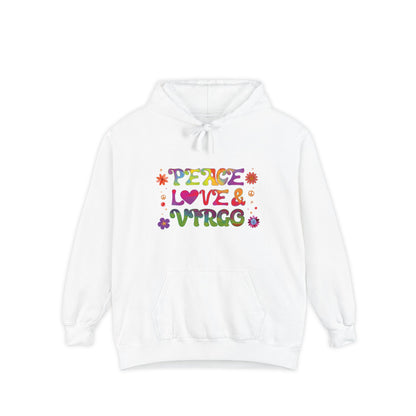 Peace Love & Virgo Unisex Hoodie – Groovy Retro Comfort Colors Midweight Hoodie