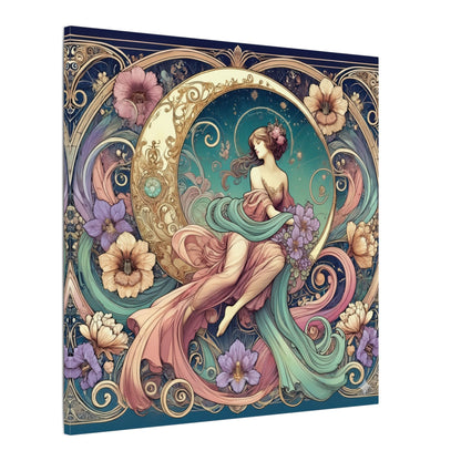 Floral Moon Muse – Art Nouveau Goddess Wall Art