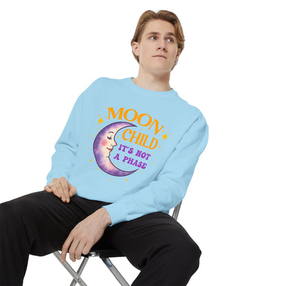 Moon Child It's Not a Phase Unisex Crewneck – Colorful Celestial Comfort Colors Midweight Sweatshirt