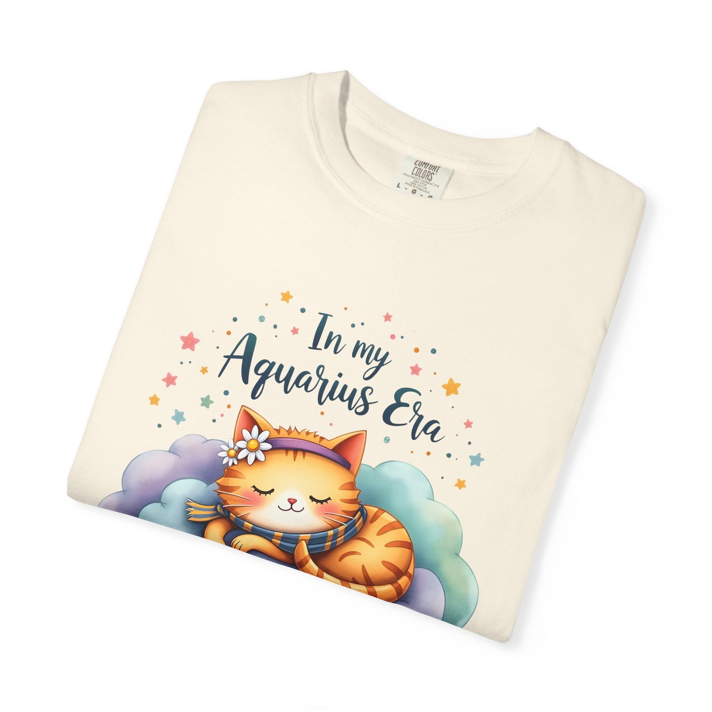 In My Aquarius Era Tee – Colorful Zodiac Cat Shirt