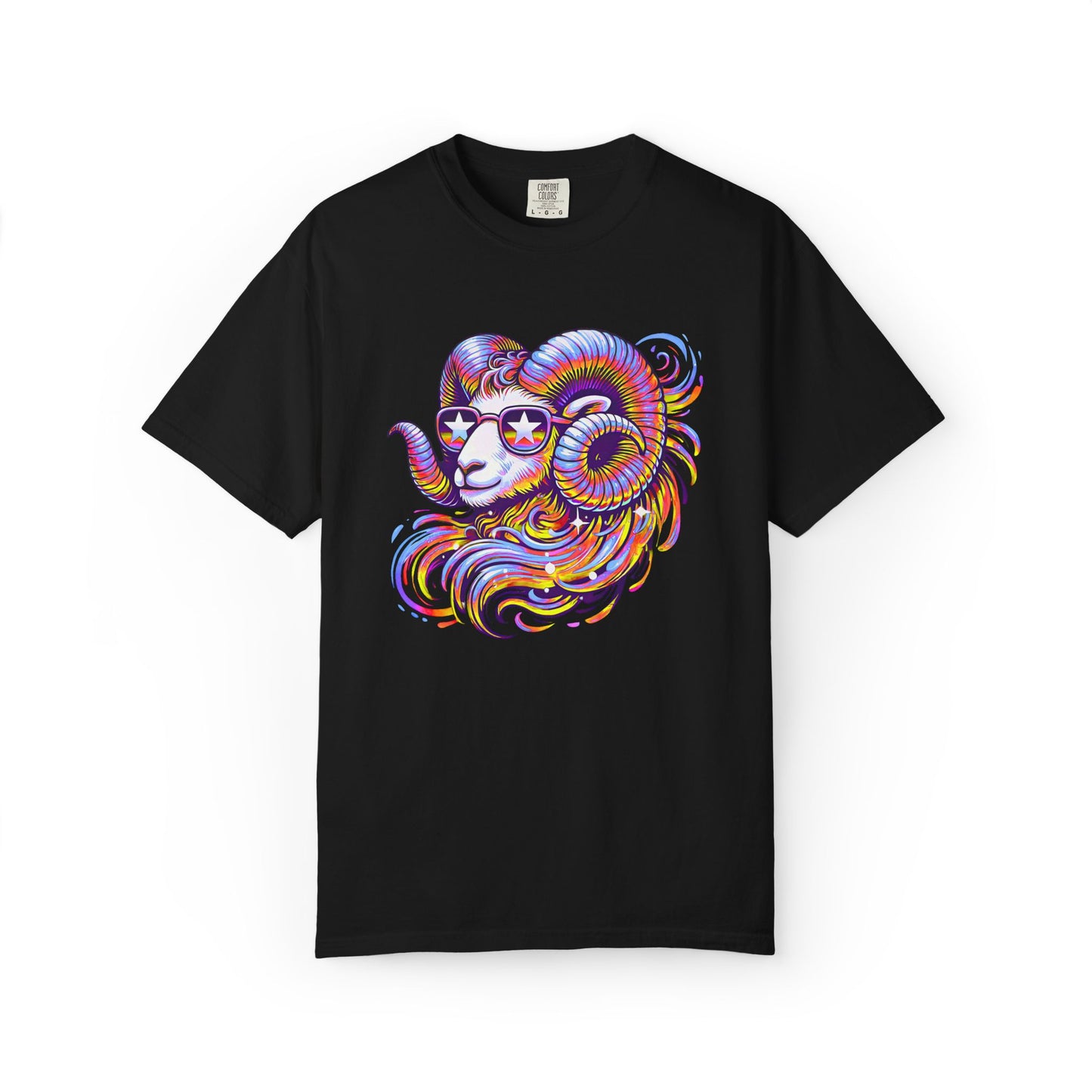 Psychedelic Aries Ram Tee – Retro Multicolor Zodiac Shirt