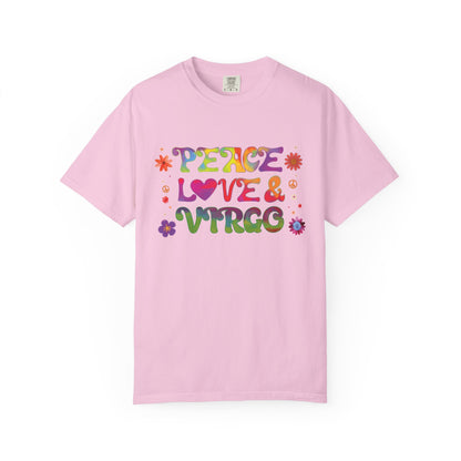 Peace Love & Virgo – Retro Hippie Zodiac Tee