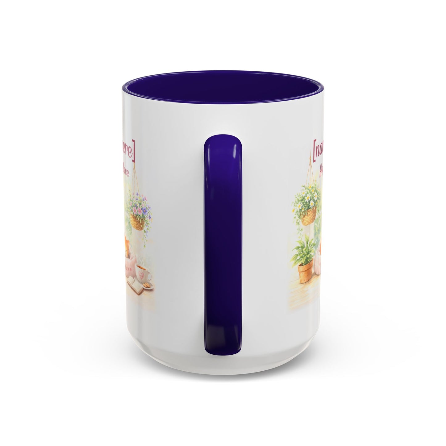 Personalized Name Cat Mug - Custom "Happy Place" Ceramic Mug for Cat Lovers