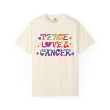 Peace Love & Cancer – Groovy Zodiac Retro Tee