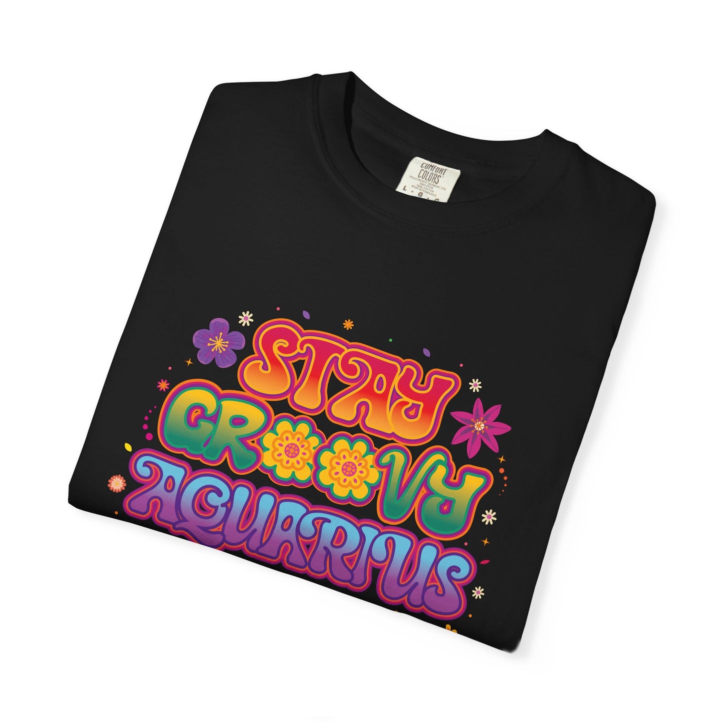 Stay Groovy Aquarius – Retro Flower Power Tee