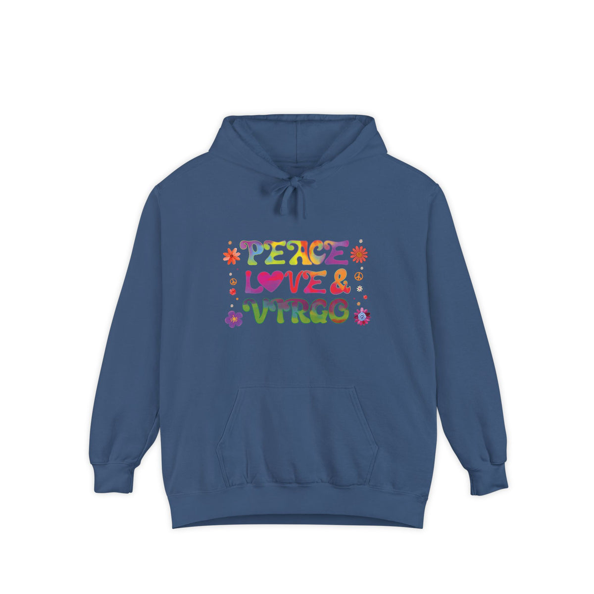 Peace Love & Virgo Unisex Hoodie – Groovy Retro Comfort Colors Midweight Hoodie