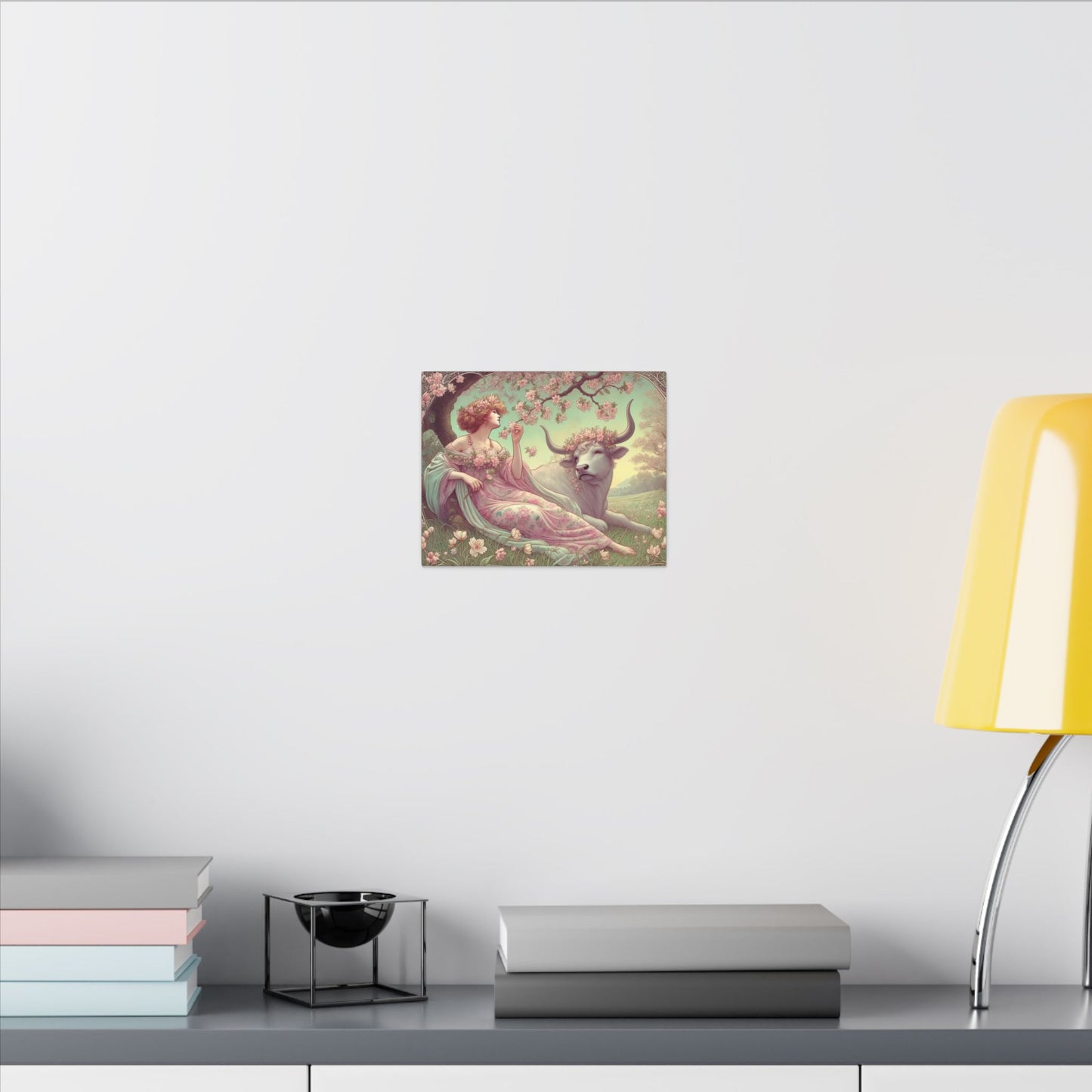 Secret Meadow: Bull and Bloom | Taurus Goddess Art Nouveau Zodiac Wall Art