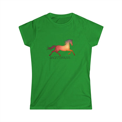 Sagittarius Women’s Softstyle Tee – Empowering Celestial Horse Zodiac Shirt