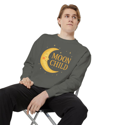 Moon Child Unisex Crewneck – Vibrant Celestial Comfort Colors Midweight Sweatshirt