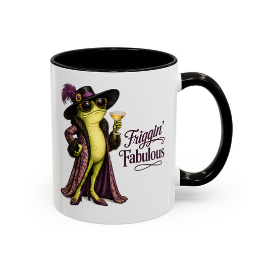 Friggin' Fabulous Frog Mug | Cute Frog Coffee Mug for Women | Funny Glam Frog Gift | Colored Mug