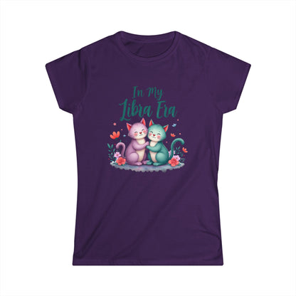 In My Libra Era Women’s Softstyle Tee – Empowering Zodiac Cat Shirt