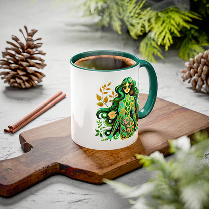I’m Super Natural – Groovy Earth Goddess Two-Sided Mug (Yellow or Green, 11oz & 15oz)