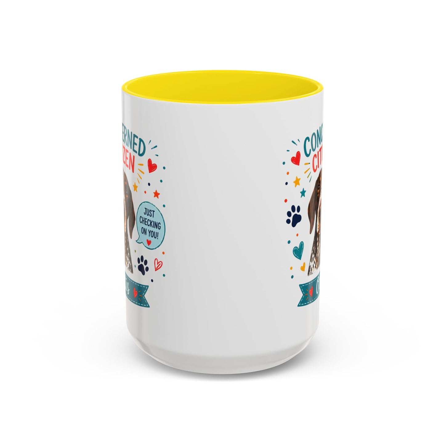 Personalized Dog Mug "Concerned Citizen" | Custom Pet Color Accent Mug with Dog Photo & Name | Funny Dog Lover Gift