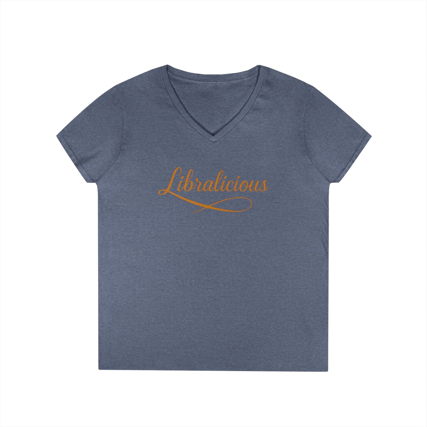 Libralicious Women’s V-Neck Tee – Empowering Retro Zodiac Script Shirt