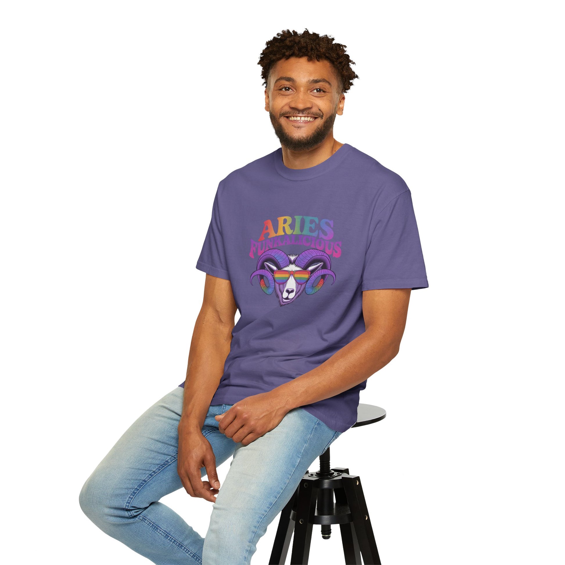 Aries Funkalicious – Rainbow Retro Ram Zodiac Tee