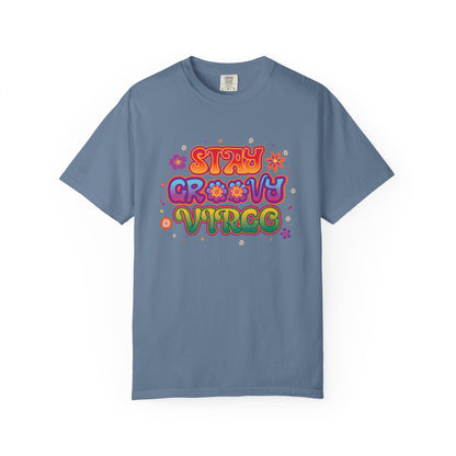 STAY GROOVY VIRGO – Retro Psychedelic Zodiac Tee