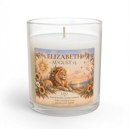 Personalized Leo Zodiac Candle | Lion Astrology Custom Gift
