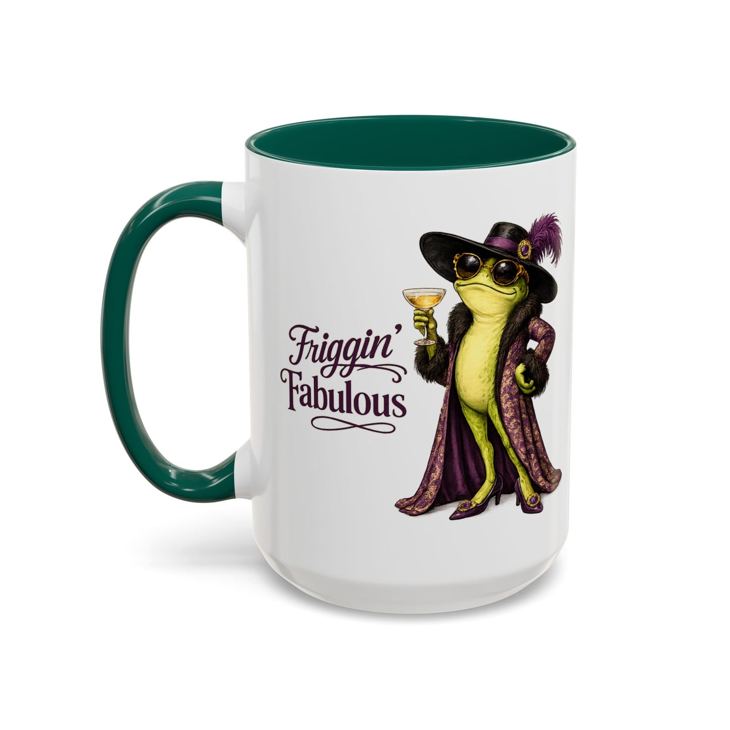 Friggin' Fabulous Frog Mug | Cute Frog Coffee Mug for Women | Funny Glam Frog Gift | Colored Mug
