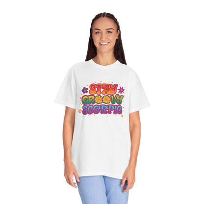 Stay Groovy Scorpio Tee – Groovy Flower Power Zodiac Shirt