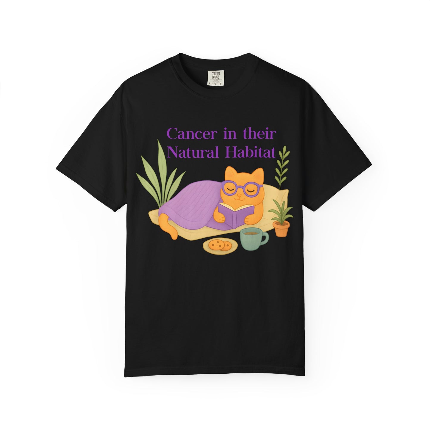 Cancer in Their Natural Habitat Tee – Funny Cozy Cat Zodiac Shirt