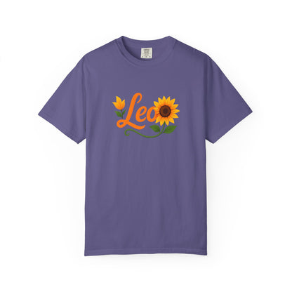 Leo Sunflower Tee – Retro Zodiac Shirt