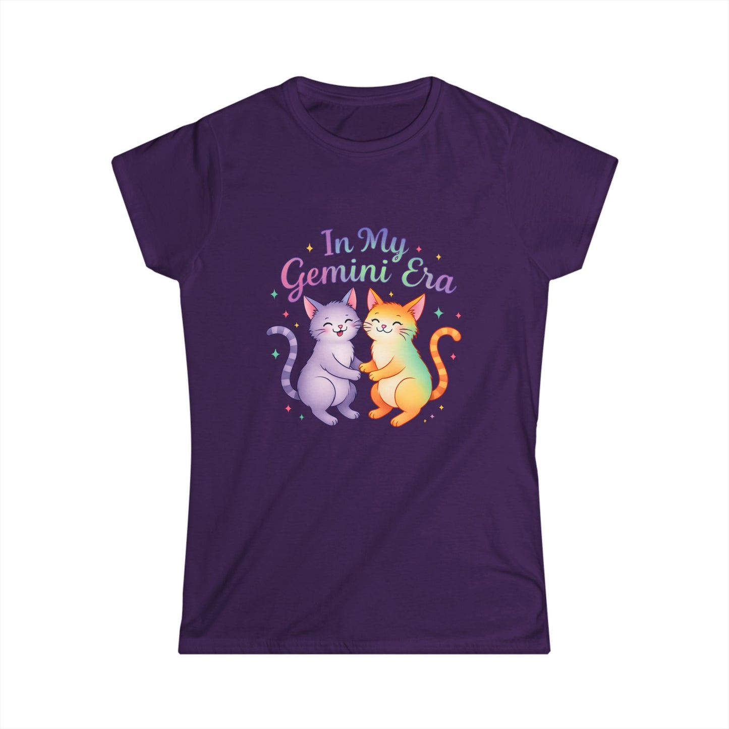 In My Gemini Era Women’s Softstyle Tee – Empowering Zodiac Cat Shirt
