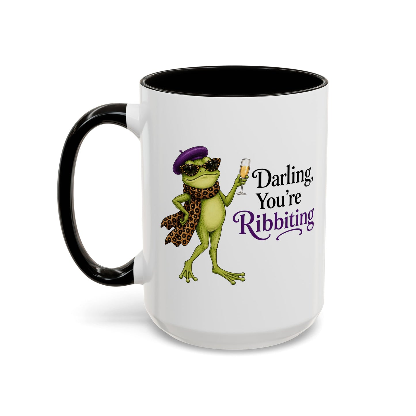 Darling You're Ribbiting Frog Mug | Funny Fashion Frog Coffee Mug | Glam Frog Gift for Women | Colored Mug