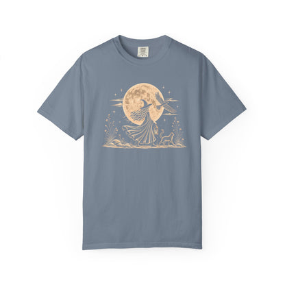 Mystical Moon Witch T-Shirt | Vintage Celestial Spiritual Feminist Tee