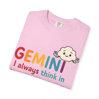 Gemini I Always Think in Air Quotes Tee – Colorful Zodiac Humor Shirt