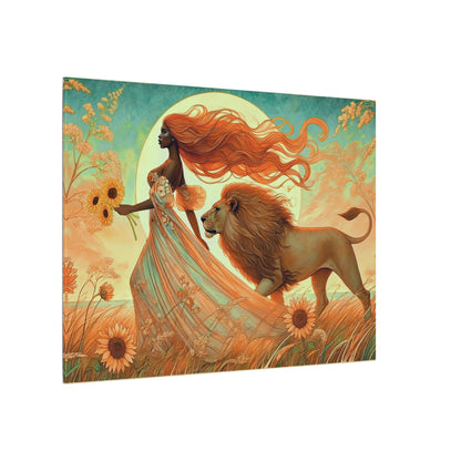 Leo Zodiac Wall Art, Lion Goddess Canvas Print, Astrology Home Decor, Leo Gift for Her, Sunflower Leo Painting, Star Sign Wall Decor