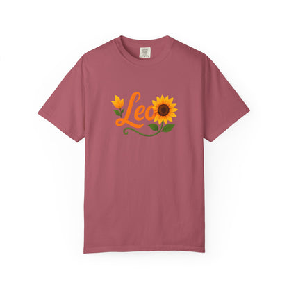 Leo Sunflower Tee – Retro Zodiac Shirt