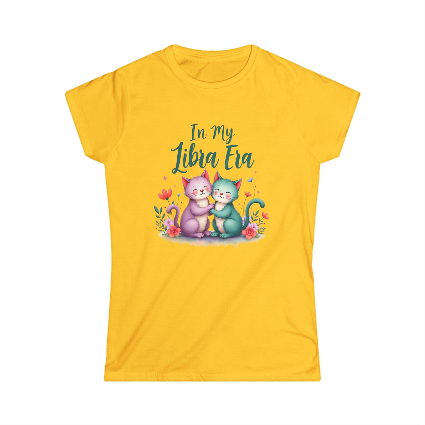 In My Libra Era Women’s Softstyle Tee – Empowering Zodiac Cat Shirt