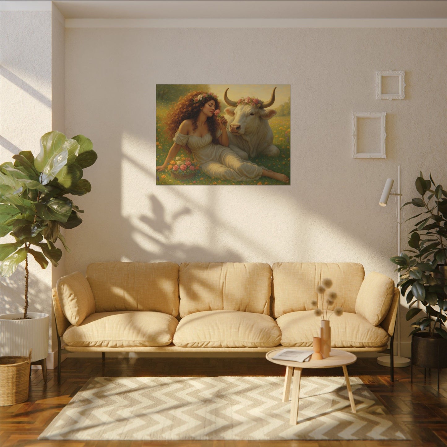 Taurus Zodiac Wall Art, Renaissance Taurus Canvas Print, Astrology Home Decor, Taurus Gift for Her, Celestial Bull Painting, Star Sign Wall Decor