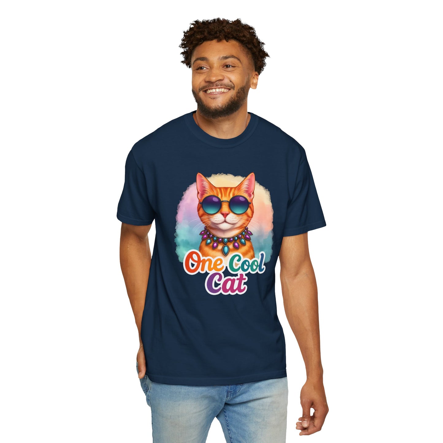 One Cool Cat  -  Funny Retro Groovy Cat Lover Tee