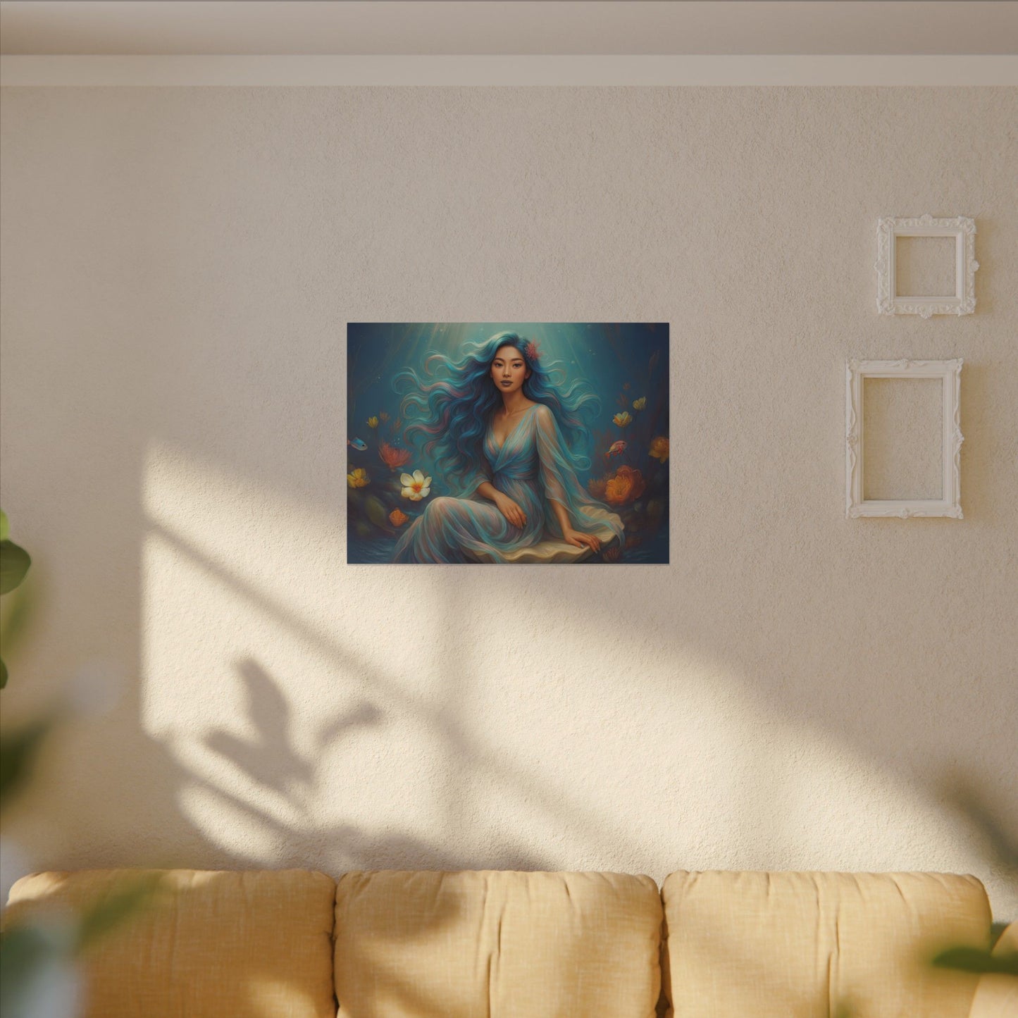 Pisces Zodiac Wall Art, Ocean Goddess Canvas Print, Astrology Home Decor, Pisces Gift for Her, Underwater Fantasy Painting, Star Sign Wall Decor