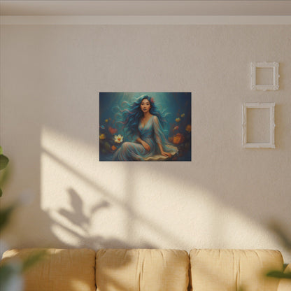 Pisces Zodiac Wall Art, Ocean Goddess Canvas Print, Astrology Home Decor, Pisces Gift for Her, Underwater Fantasy Painting, Star Sign Wall Decor