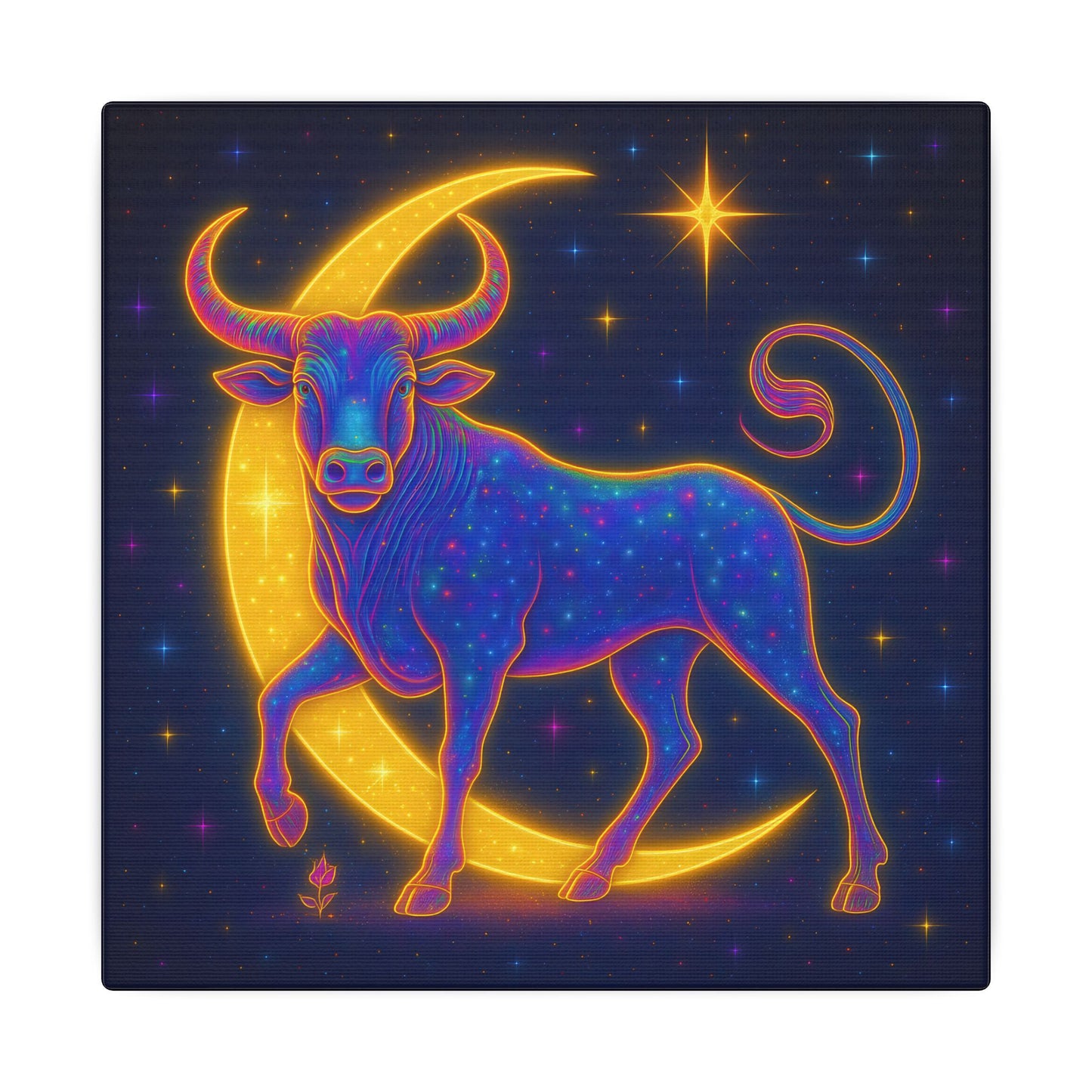 Radiant Rainbow Bull – Celestial Wall Art (Taurus Inspired)