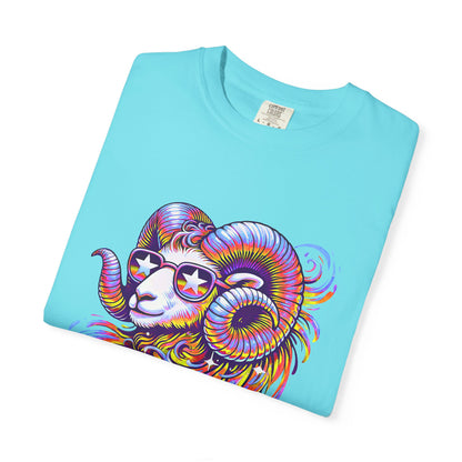 Psychedelic Aries Ram Tee – Retro Multicolor Zodiac Shirt