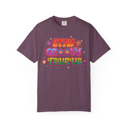 Stay Groovy Taurus  -  Vintage Retro Groovy Astrology Tee
