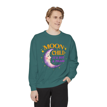 Moon Child It's Not a Phase Unisex Crewneck – Colorful Celestial Comfort Colors Midweight Sweatshirt