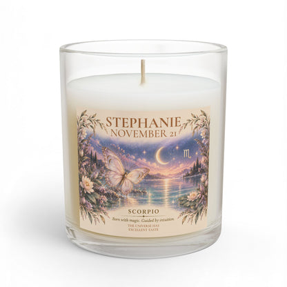 Personalized Birthdate Scorpio Zodiac Candle